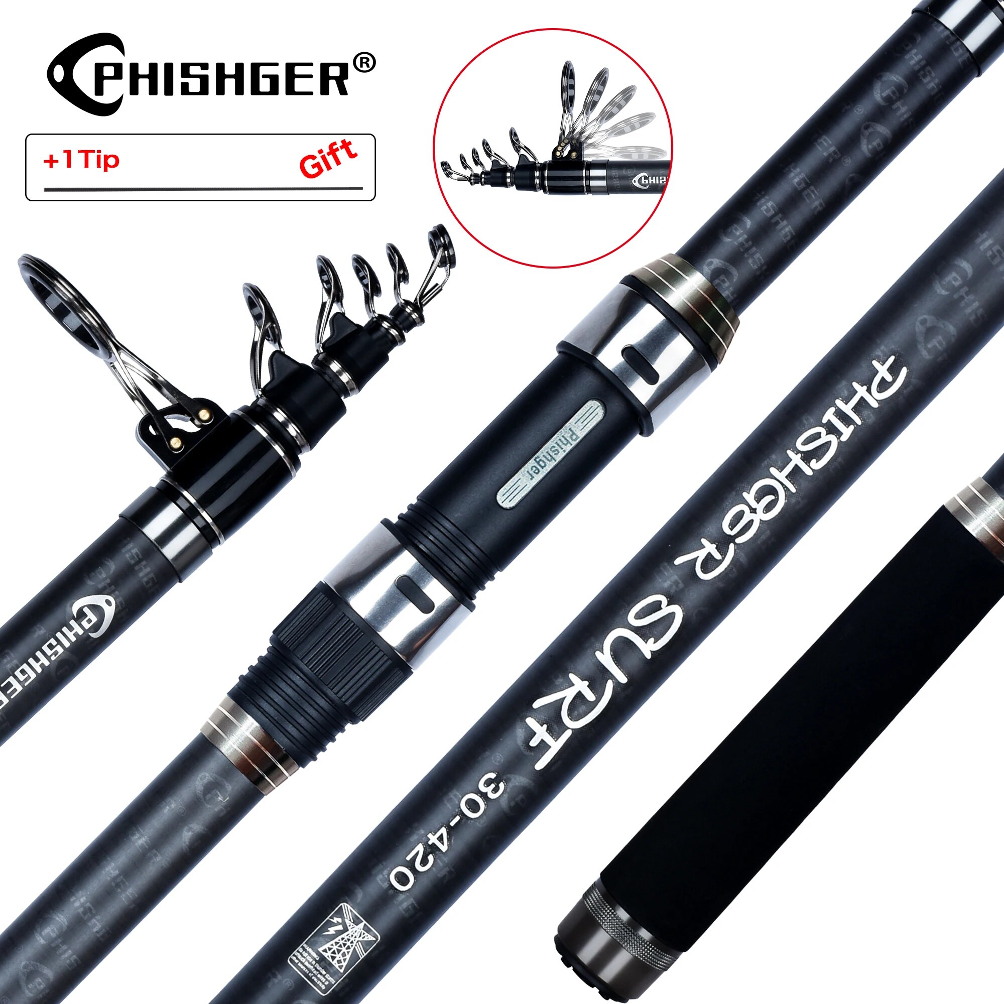 PHISHGER Telescopic Surf Spinn - Fishing Rod Surf incelemesi ve fiyatı