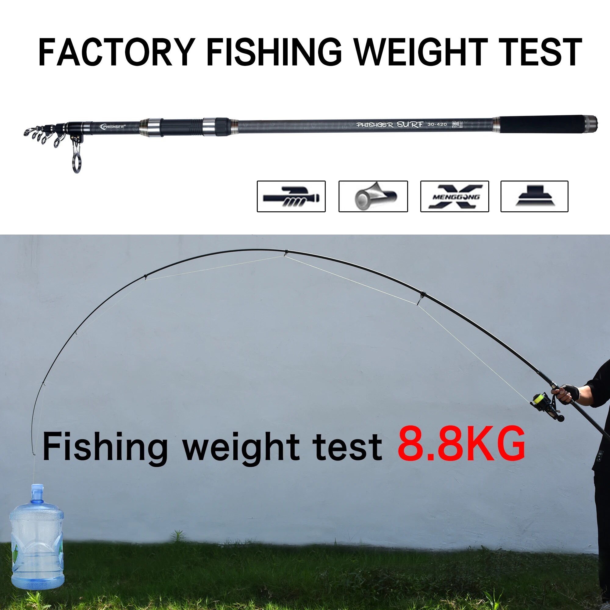 PHISHGER Telescopic Surf Spinn - Fishing Rod Surf incelemesi ve fiyatı